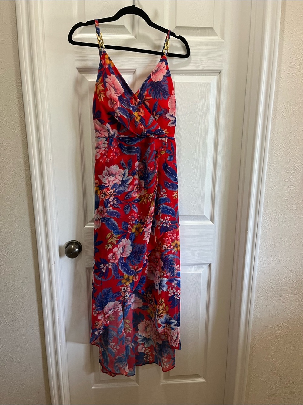 Siena Studio Red Floral High-Low Wrap Dress